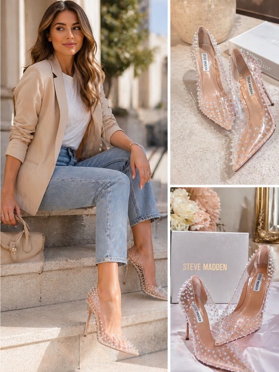 Steve Madden Shoes - Steve Madden Transparent Crystal Spike Pointed-Toe Stiletto Pumps – Size 6.5 ✨💄